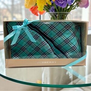 Burberry Aqua and Black Plaid Scarf